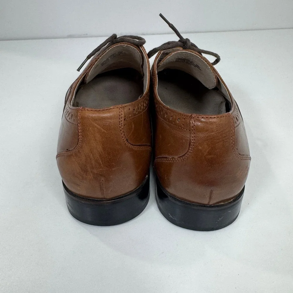 Stacy Adams Mens Brown Leather Wingtip Oxford Dress Shoes Brogue Lace Up 10M